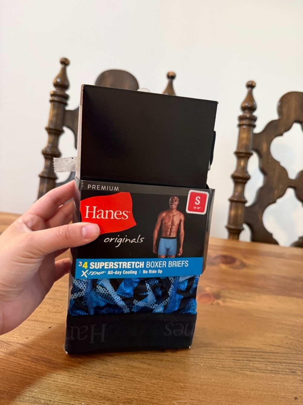 Hanes Men’s Blue & Black Superstretch Boxer Briefs (2 Pack)